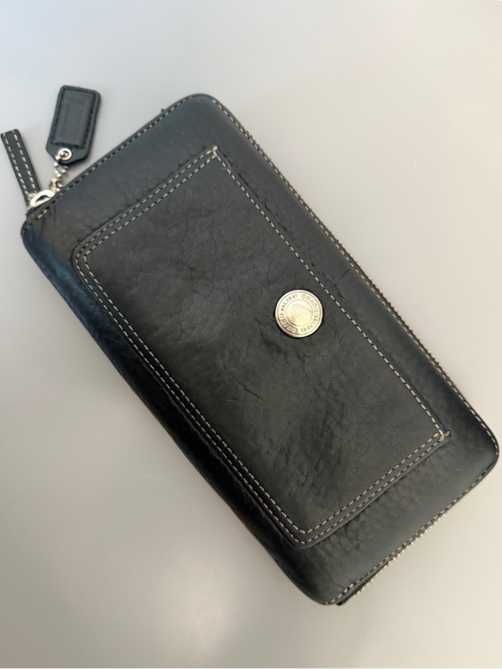 Coach Chelsea Zip-around Black Leather Accordion Wallet Vintage